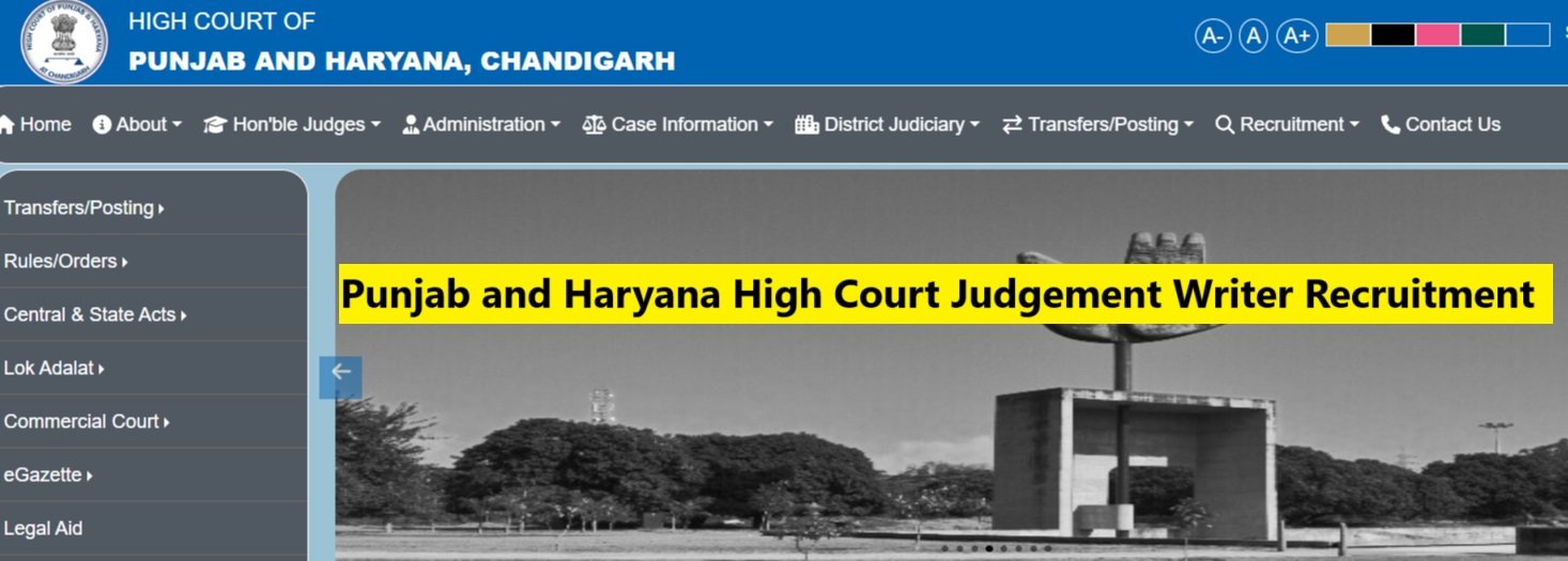 Punjab and Haryana High Court Judgement Writer Recruitment